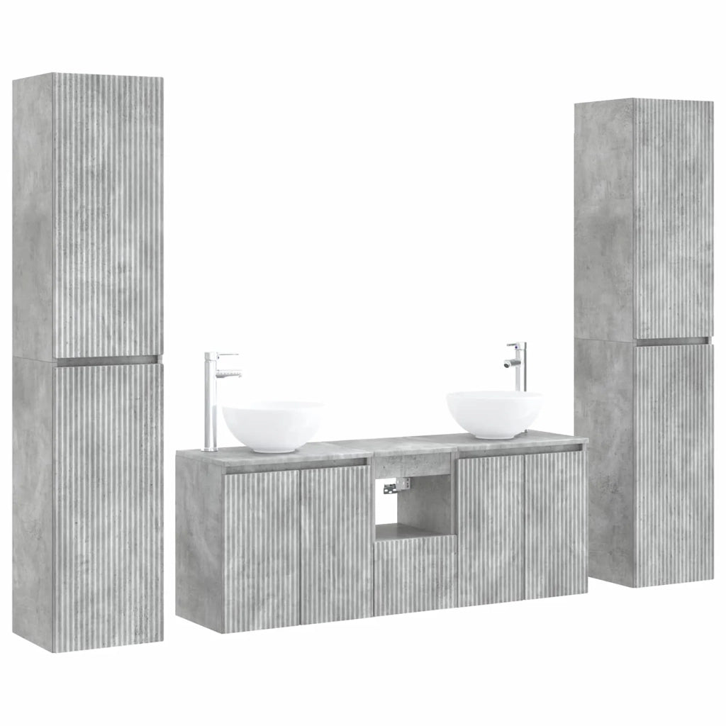 Set di mobili per il bagno 5 pz Grigio Cemento 3406026
