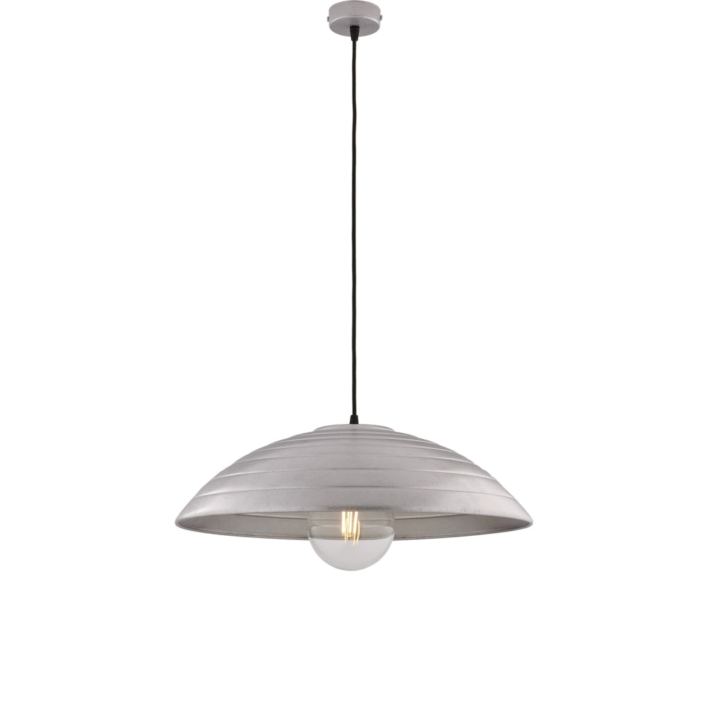 Sospensione 1 Luce Sender In Ferro Laccato Nero Con Decoro Argento