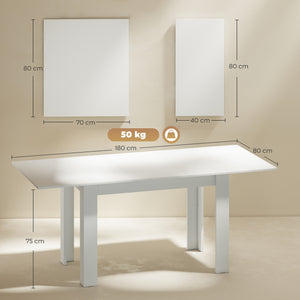 Tavolo Allungabile da Pranzo 140-180x80x75 cm per 6-8 Persone in MDF Bianco