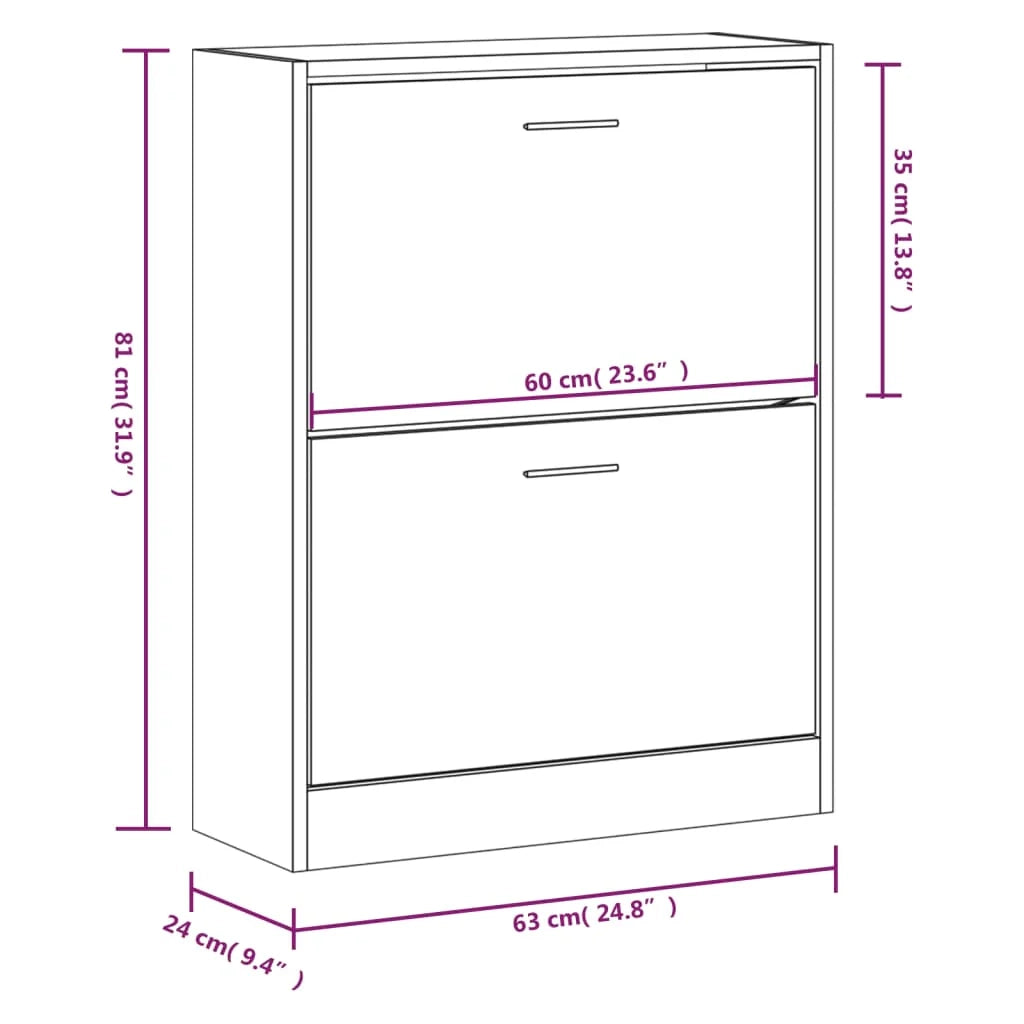 Scarpiera mobile contenitore per scarpe mobile per ingresso/corridoio/soggiorno finitura lucida 63 x 24 x 81 cm legno ingegnerizzato bianco 02_0021312