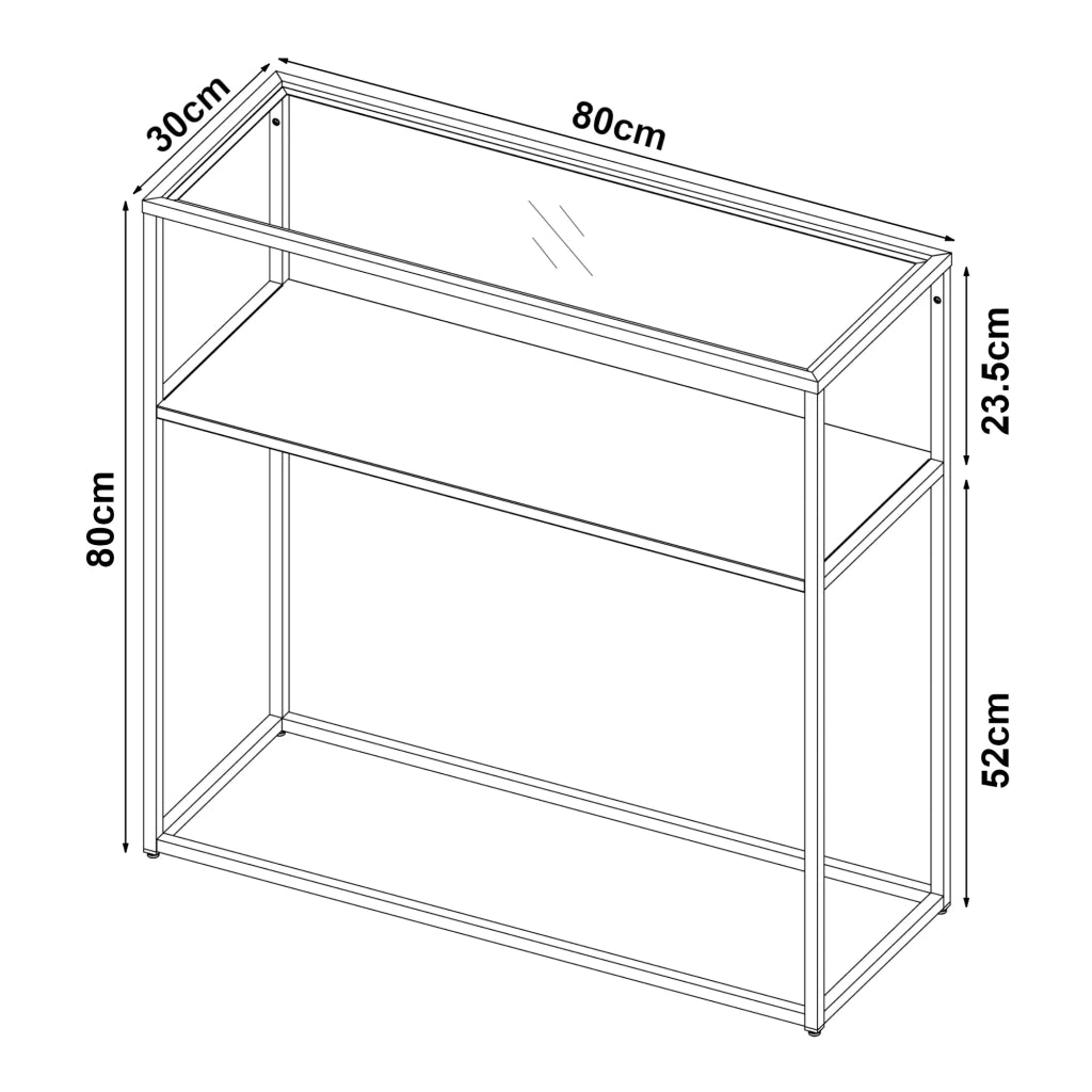 Tavolo consolle metallo e vetro temperato 80 x 80 x 30 cm bianco trasparente 03_0008580