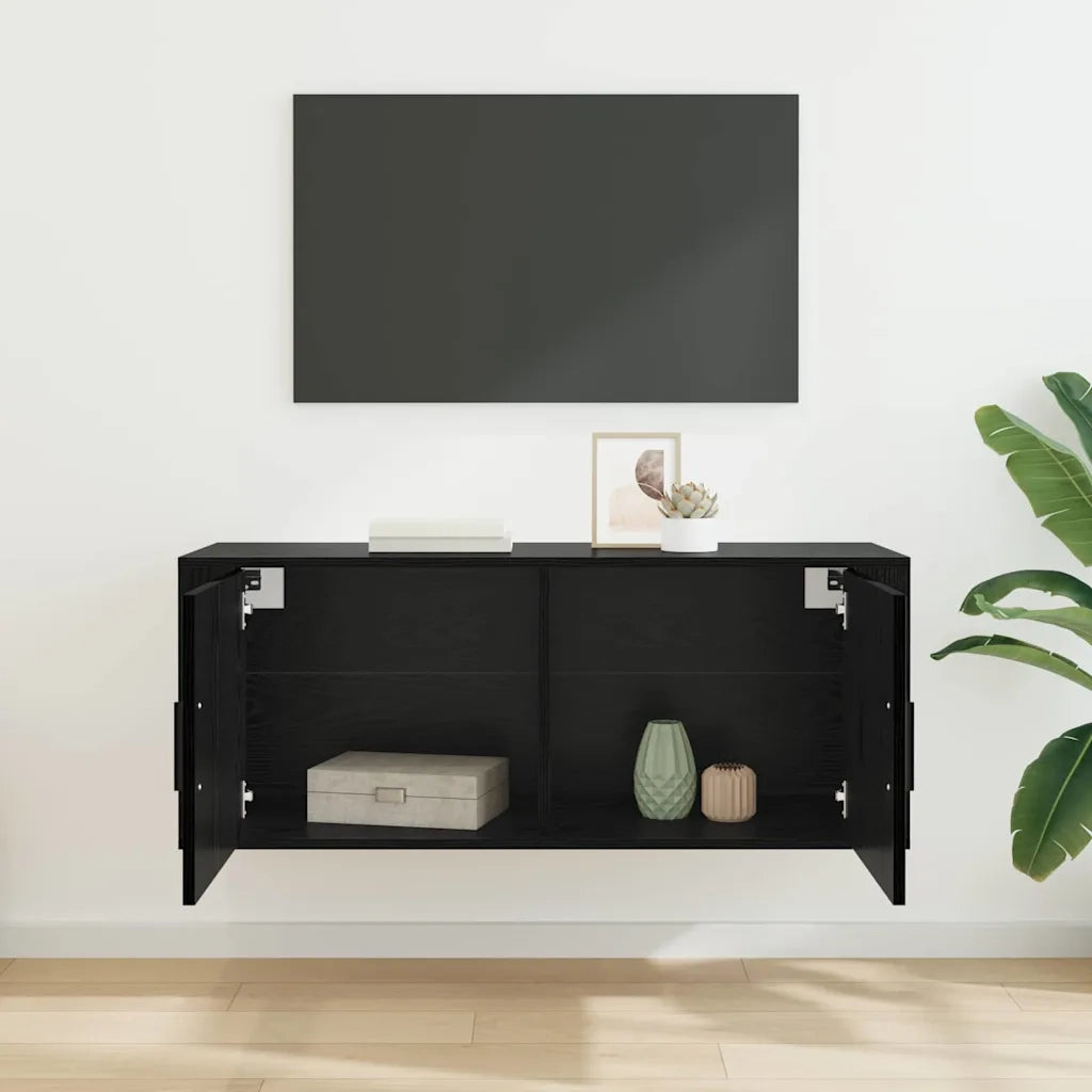 Mobile TV da parete Rovere Nero 100 x 34,5 x 40 cm