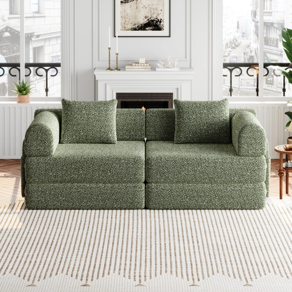 Divano Letto Chenille 2 in 1 con Vano Portaoggetti ¨C MINIMAL ¨C Tessuto, Struttura Metallo
