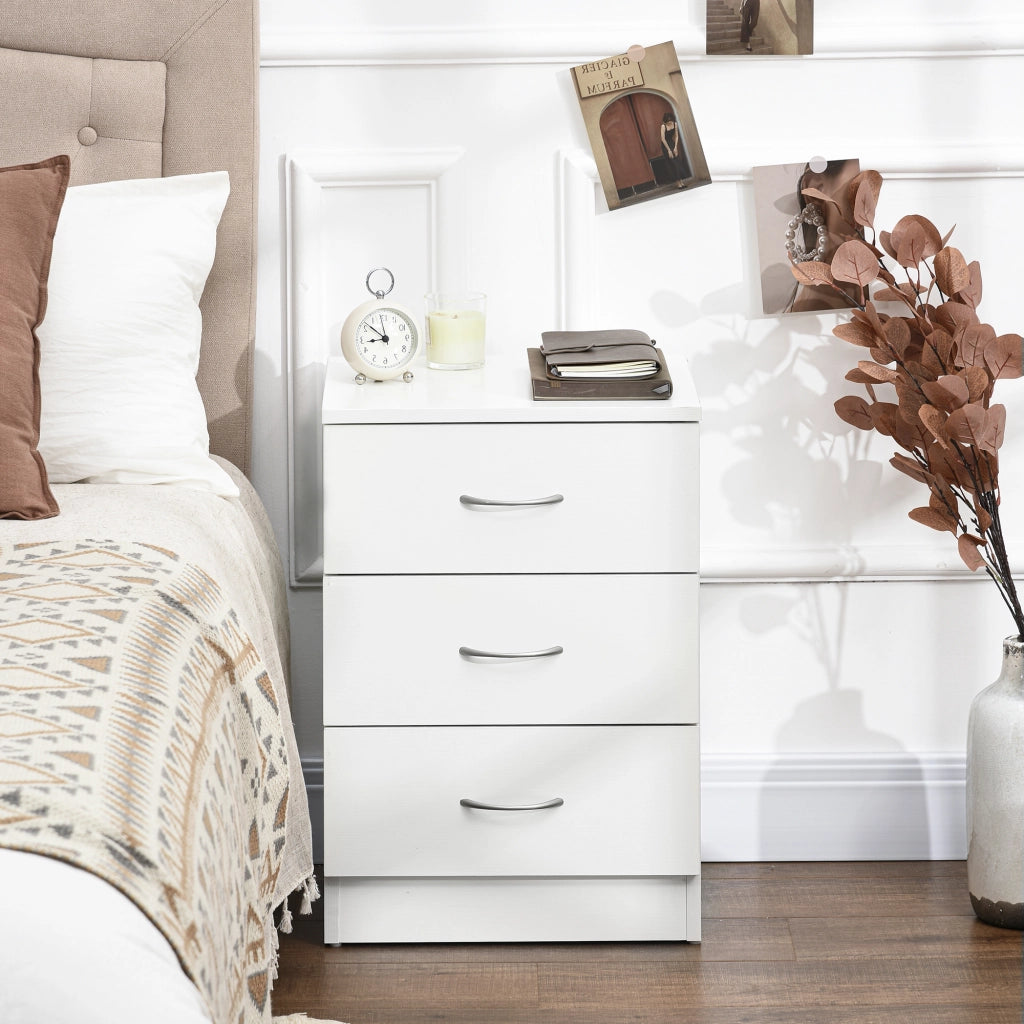 Comodino con 3 Cassetti ¨C Zephmum ¨C Bianco 40x35x58 cm
