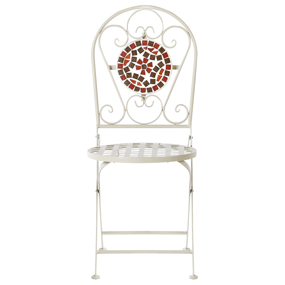 Set da giardino in metallo con tavolo e sedie a mosaico Bianco esterno stile vintage