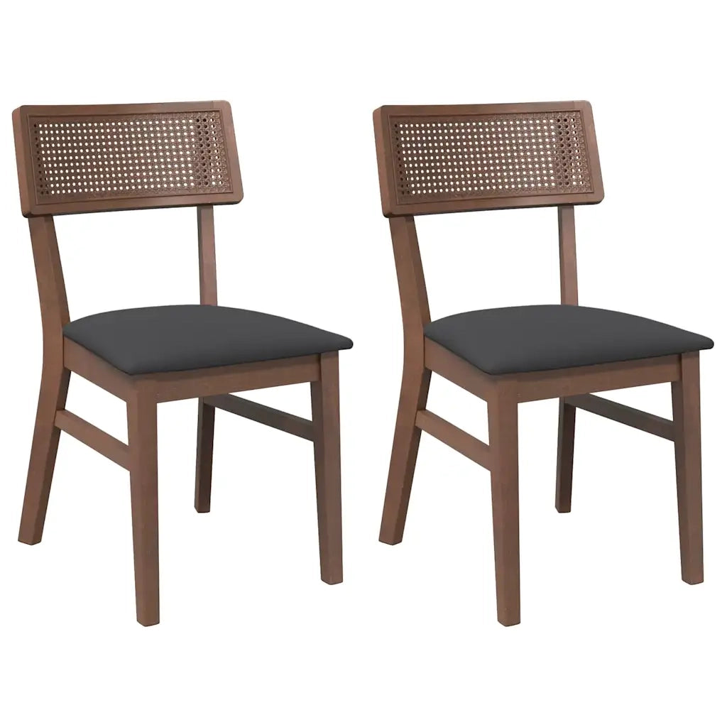 Sedie da Pranzo con Cuscini 2pz Marrone Legno Massello di Hevea 4102462
