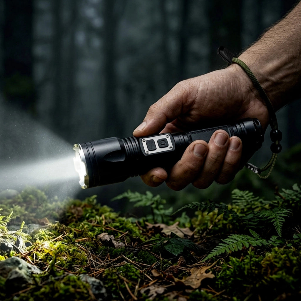 Torcia LED 15W 3 Modalità di Illuminazione Ricaricabile Nero Avizar