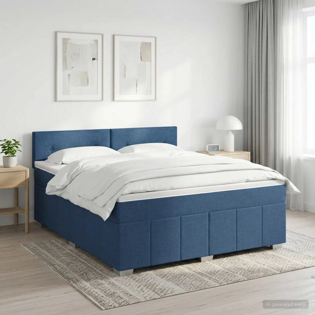 Letto box spring con materasso Blu 160 x 200 cm Tessuto 3451254