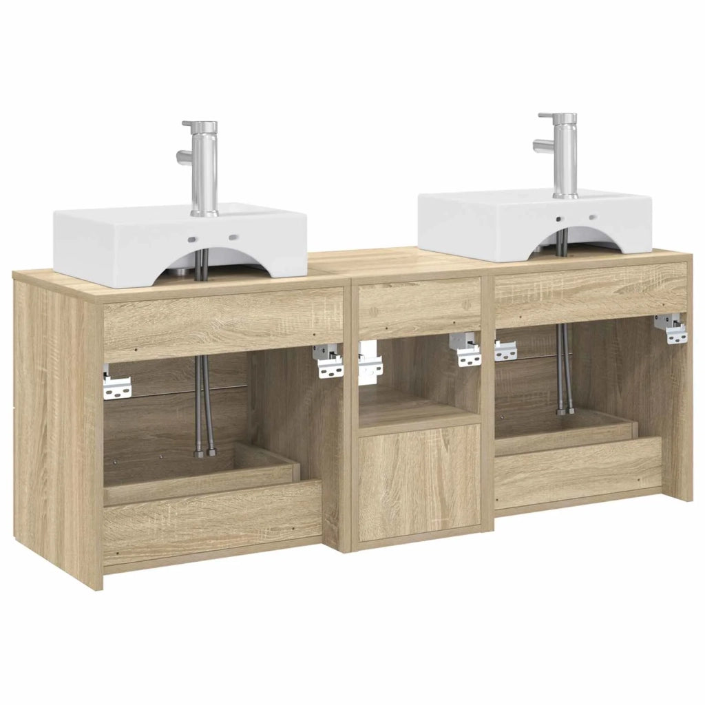 Set di Armadi da Bagno 3 pz Rovere Sonoma 49,5 x 41 x 62,5 cm 3405837