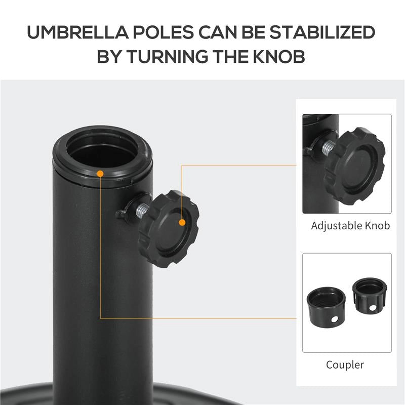 BASE PER OMBRELLONE ROTONDA Ø43CM DA 13KG IN CEMENTO PER PALI DA 38MM E 48MM, NERO