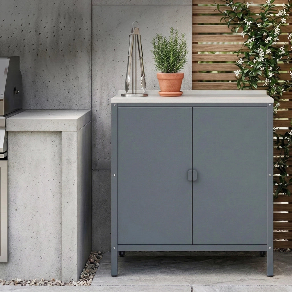 Armadietto da Giardino Bolognano 92 x 80 x 50 cm Acciaio - Grigio Scuro Opaco - casa.pro