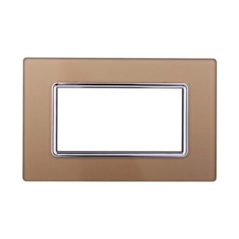 Placca In Vetro Serie Space 4P Colore Oro Compatibile Con Bticino Living Light