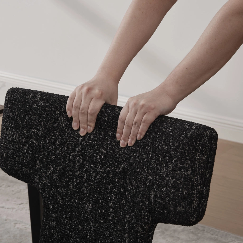 Poltrona Accent in Tessuto Chenille senza Braccioli ¨C MINIMAL ¨C Grigio Nero, Gambe in Legno