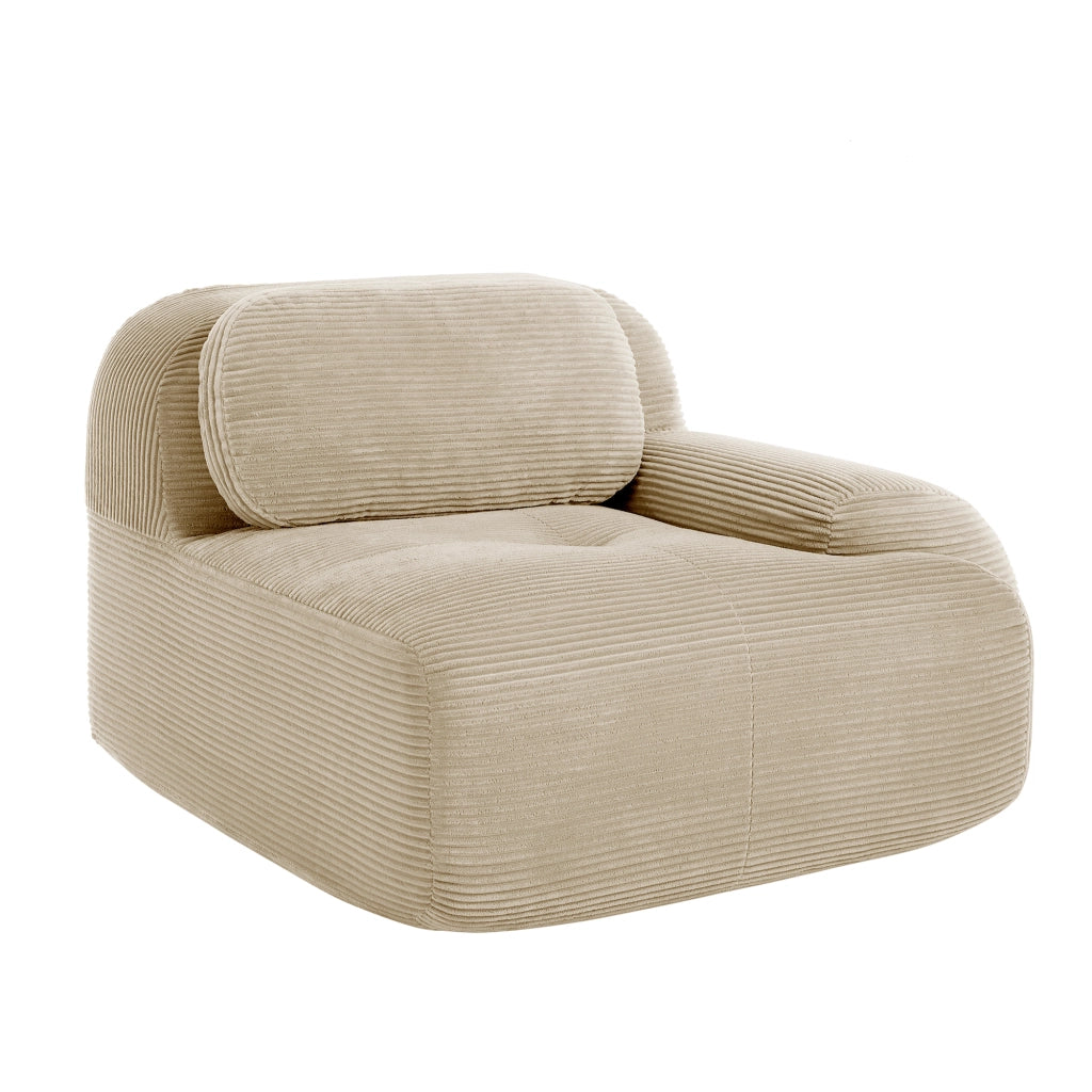 Divano angolare Hamlet RSF - Zephmum - Tessuto Cord color beige con cuscini