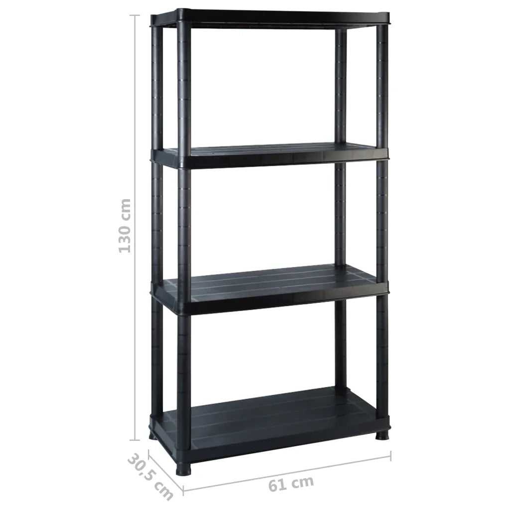Scaffale a 4 Ripiani Nero 122x30,5x130 cm in Plastica CFW7523779
