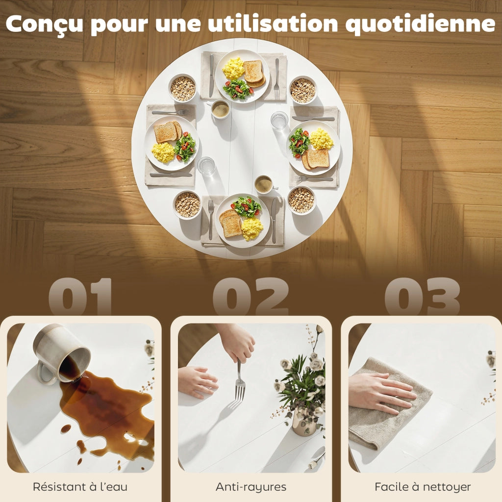 Tavolo da pranzo pieghevole rotondo ¨C zephmum ¨C bianco 80 cm 4 persone