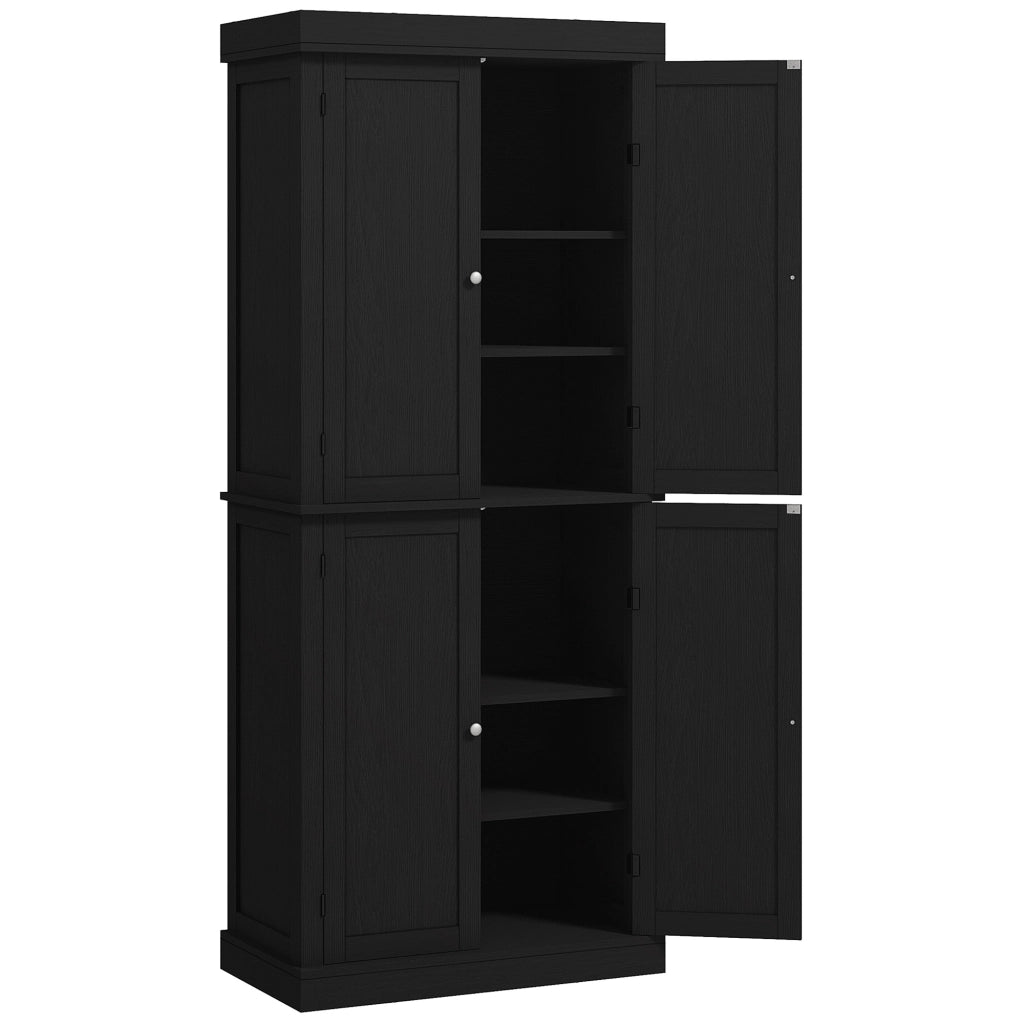 Mobile Cucina Alto con Ripiani Regolabili e Ante in Legno ¨C Zephmum ¨C 76x40.5x184 cm, Nero