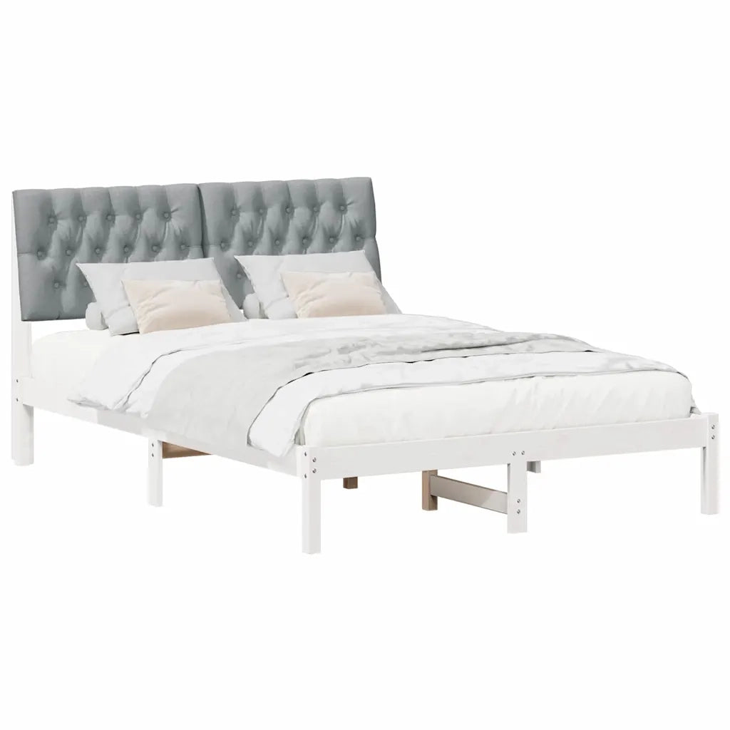 Letto con Testiera Rivestita con testiera Bianco 150 x 200 cm 3394397