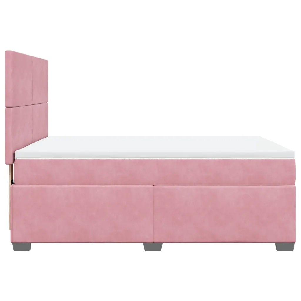 Giroletto a Molle con Materasso Rosa 140x190 cm in Velluto 3290905