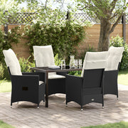 Set da Pranzo da Giardino 5 Pezzi con Cuscini Nero Polyrattan