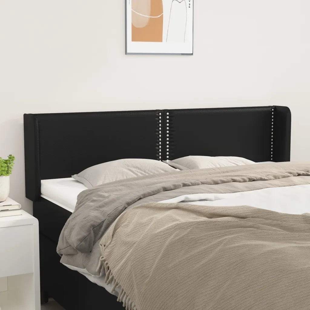 Testiera | Testata ad Orecchio Nera 147x16x78/88 cm in Similpelle