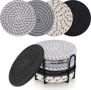 Onderzetters in Cotone Antiscivolo per Vetrini - 8 Pezzi - Cotone Tessuto Intrecciato