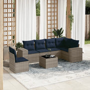Set Divani da Giardino 7 pz con Cuscini Grigio in Polyrattan 3222640