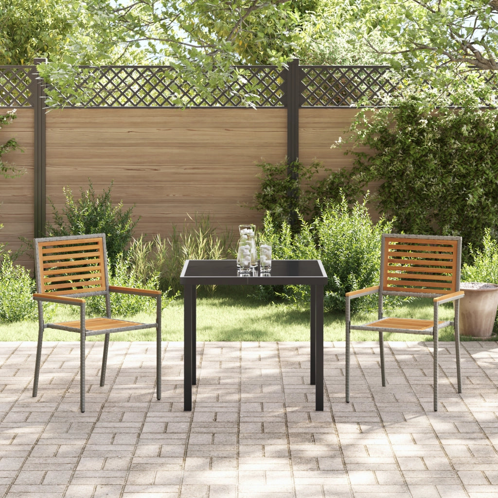 Sedia da giardino impilabile  con cuscini, 2 pz, grigia in polyrattan