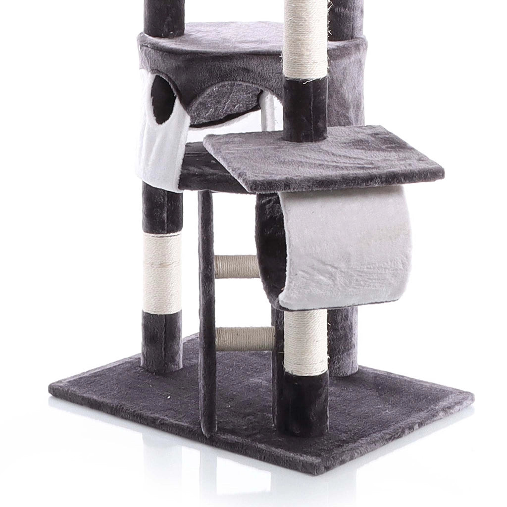Albero tiragraffi 240-260 cm grigio/bianco Modello a soffitto Con sisal nicchie e amache