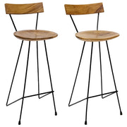 Sgabelli da Bar 2 pz in Legno Massello di Teak cod mxl 62914
