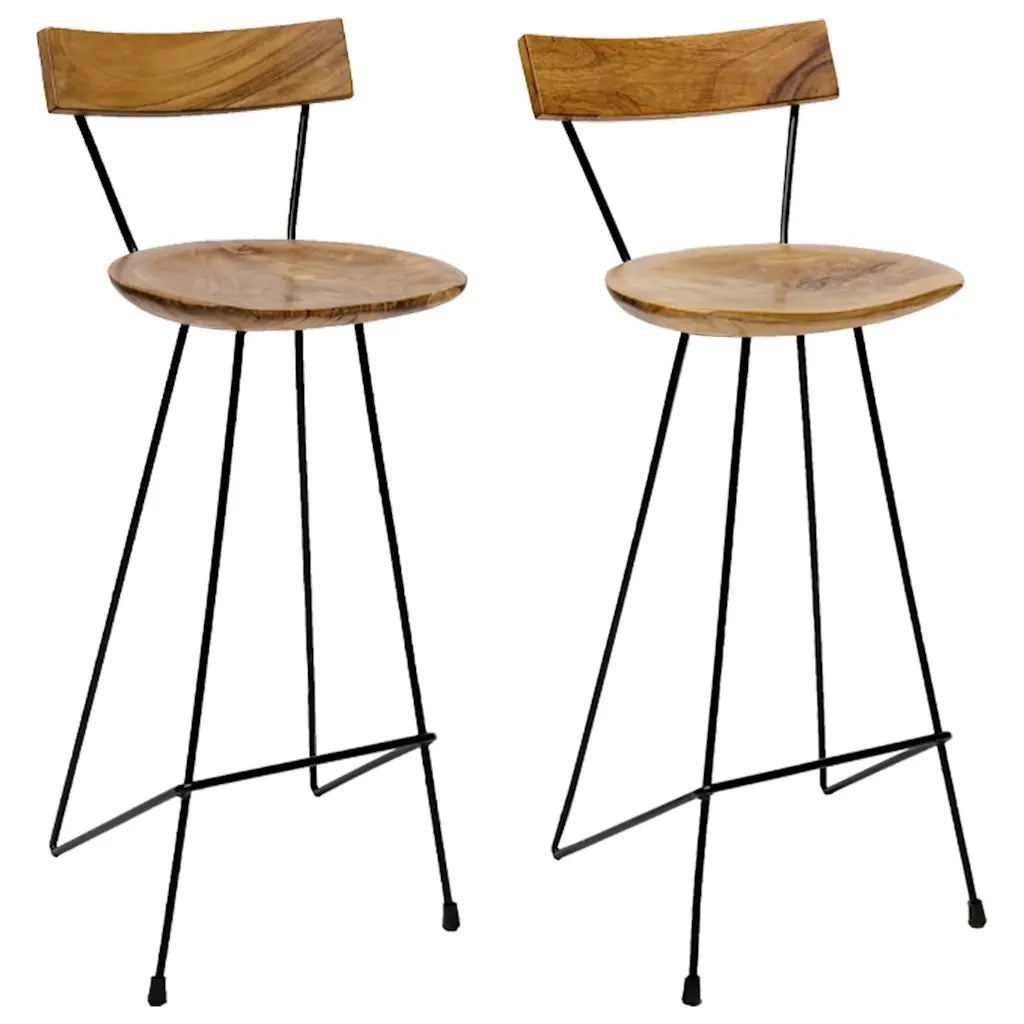 Sgabelli da Bar 2 pz in Legno Massello di Teak cod mxl 62914