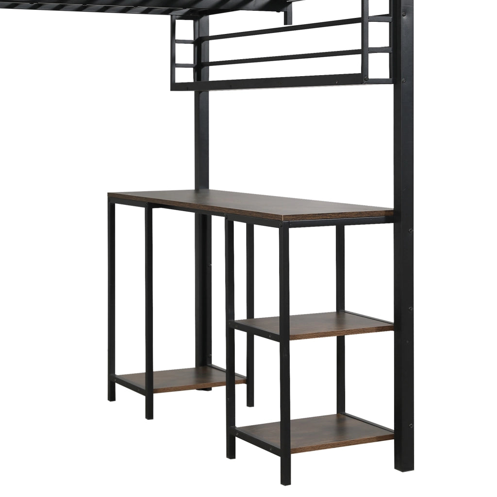 Letto a soppalco 120 x 200 cm con scrivania e ripiano