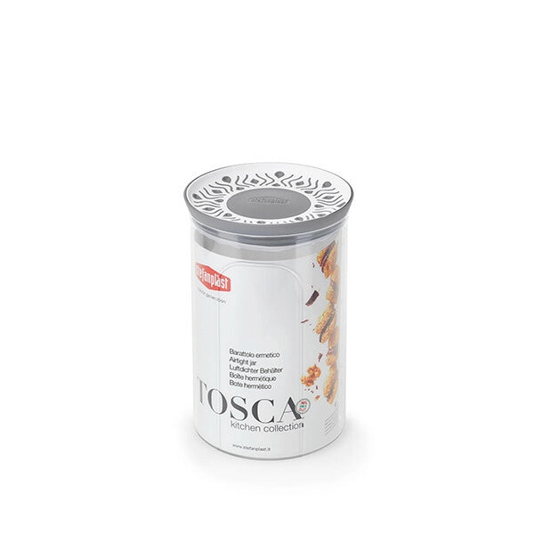 Barattolo Contenitore Ermetico Tondo Tosca Bianco Grigio 1200 cc