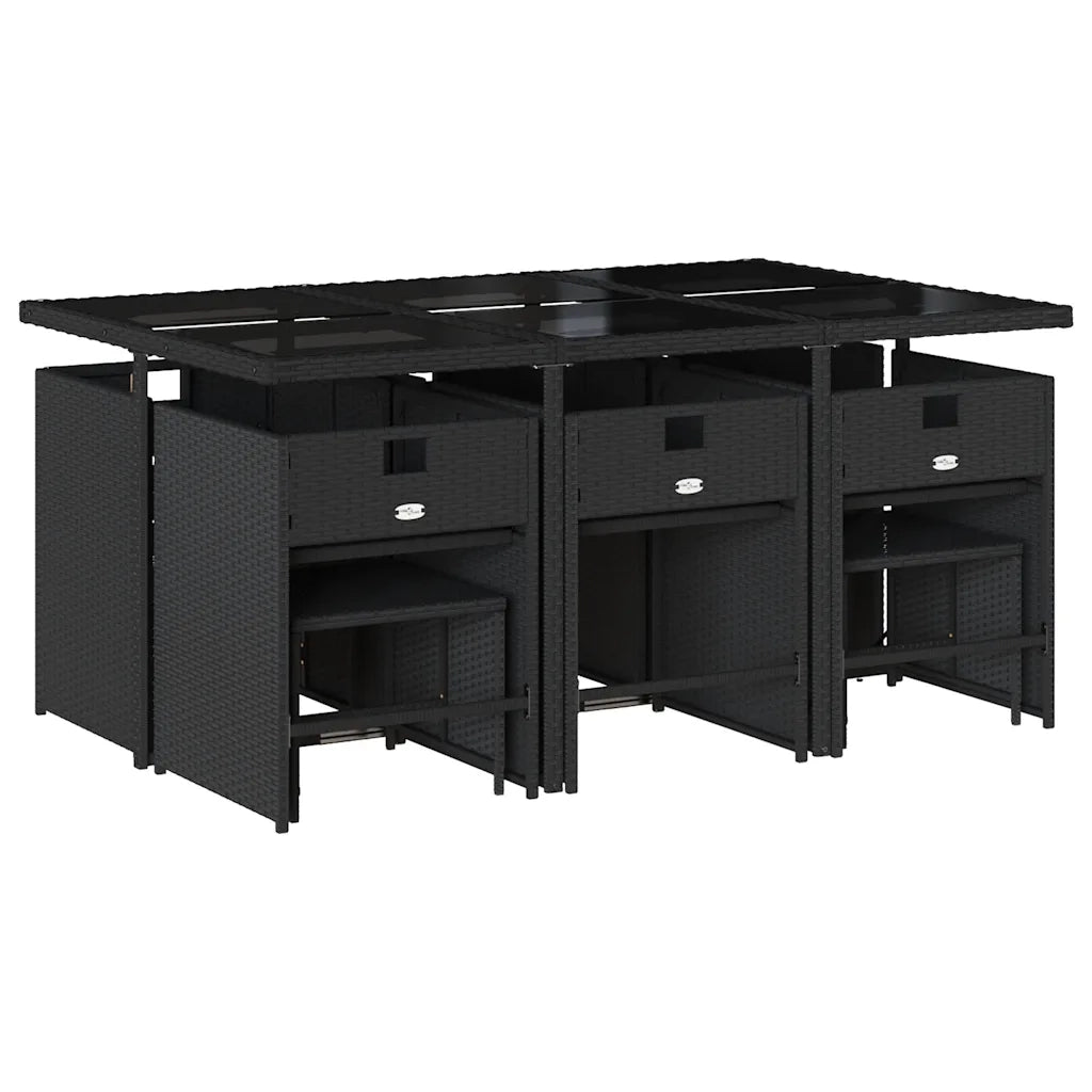 Set da Pranzo da Giardino 11 pz con Cuscini in Polyrattan Nero 3211147