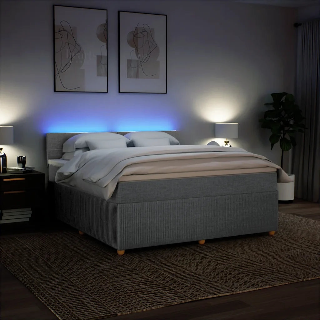 Giroletto a Molle con Materasso Grigio Chiaro180x200 cm Tessuto