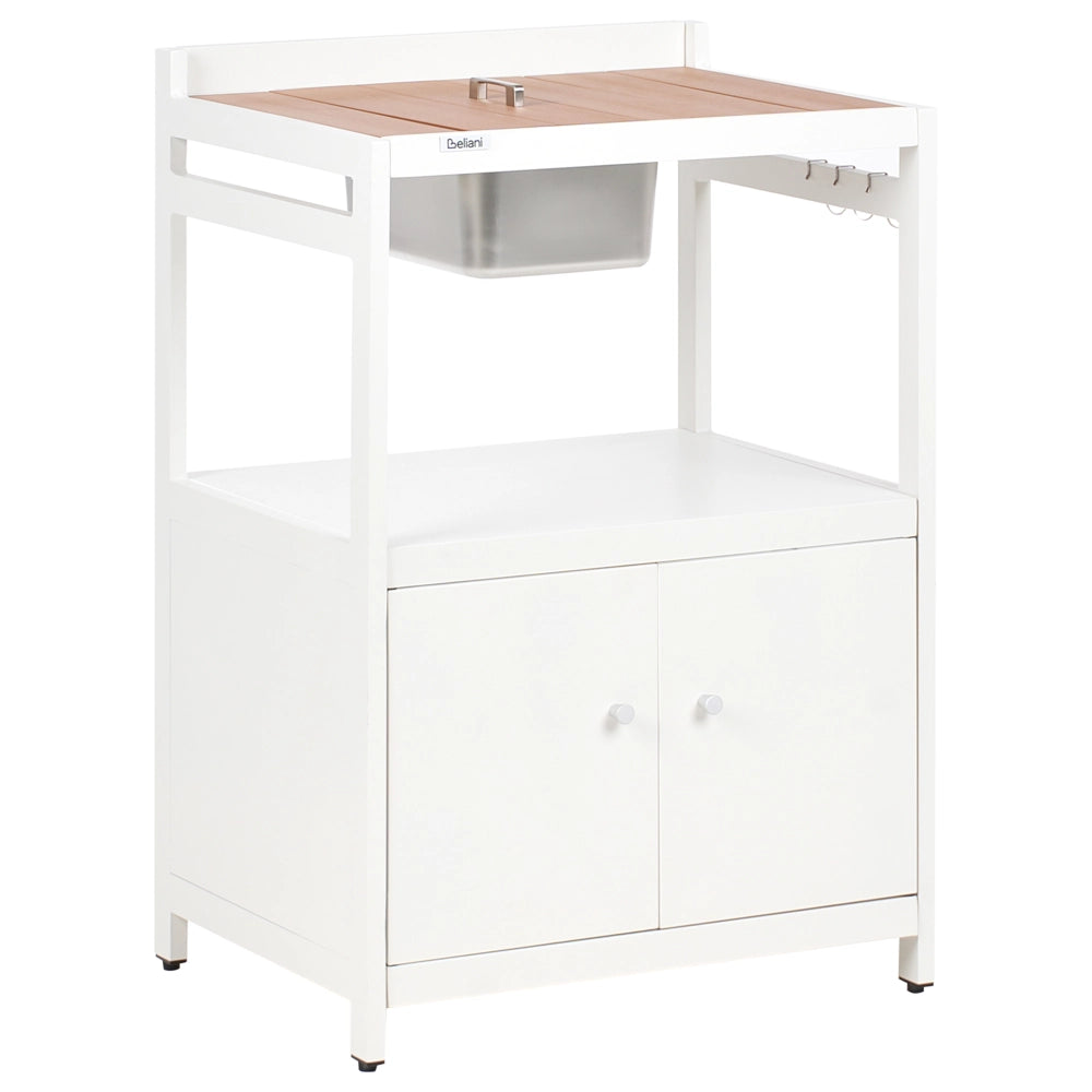Set di 3 elementi per cucina all'aperto Bianco Alluminio Armadio di stoccaggio Isola Lavello Carrello Stazione di cucina all'aperto