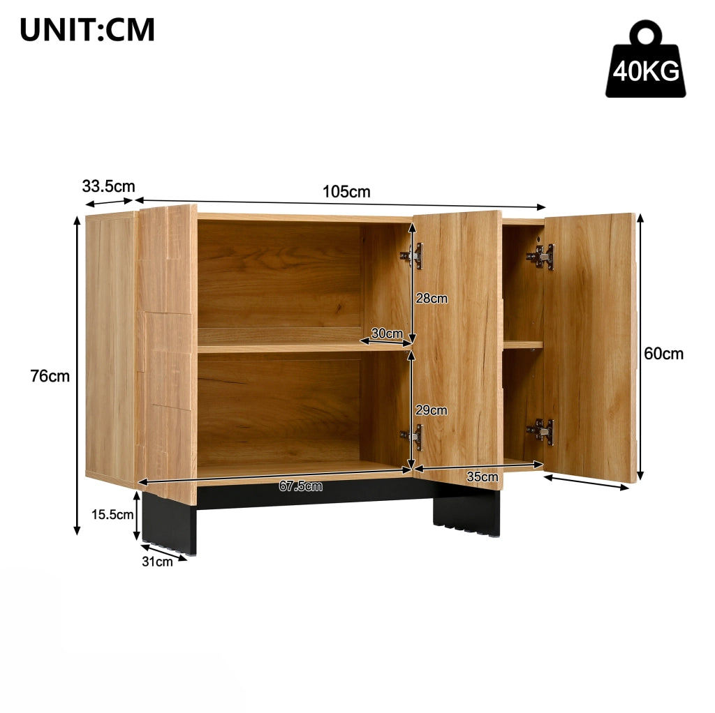 Credenza francese moderna con frontale geometrico e 3 ante
