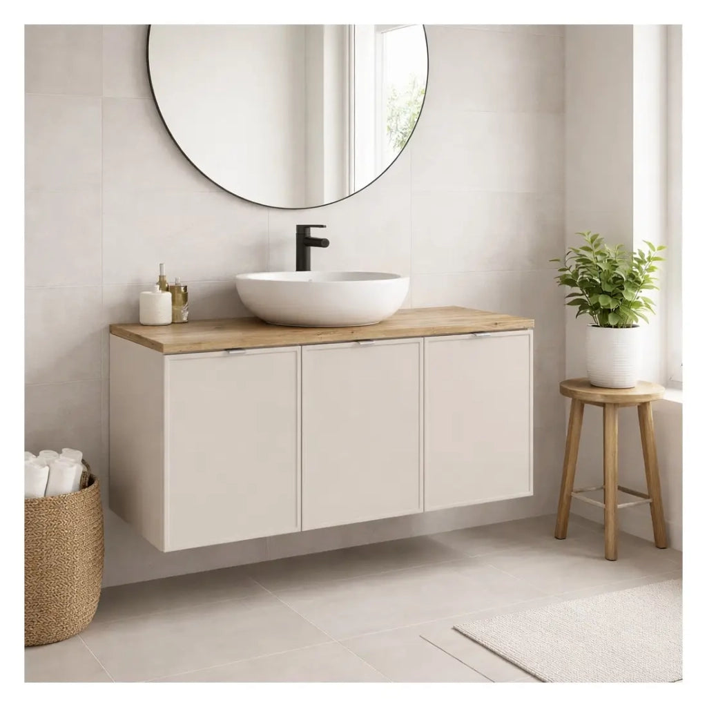 Set da bagno BRAZZA: mobile sotto lavabo con armadietti 120cm + piano per lavabo
