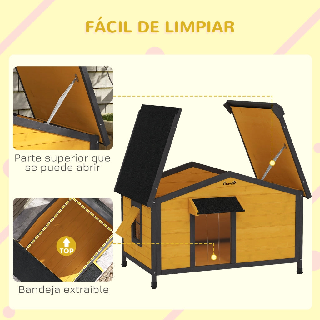Casetta per Cani Esterno con Tetto Asfaltato ¨C zephmum ¨C Legno Naturale 97x72x65 cm