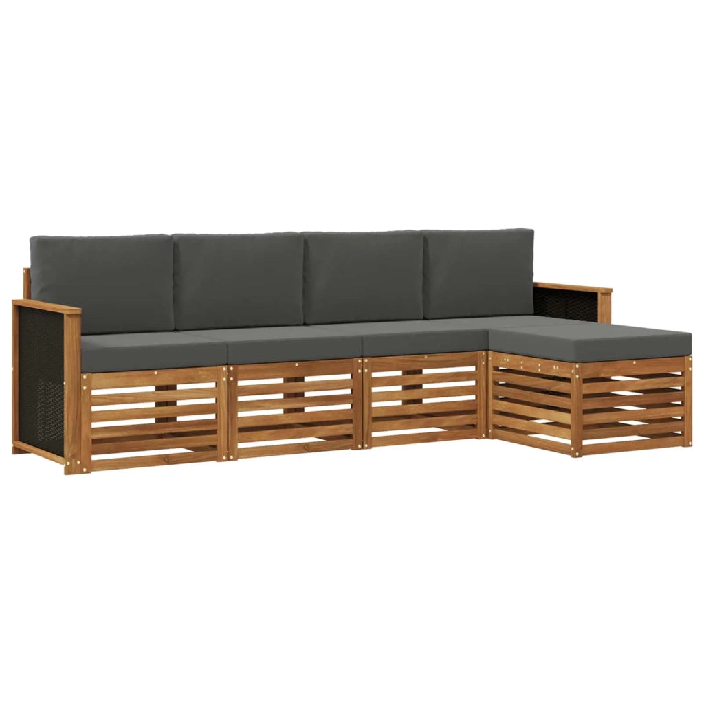 Set di divani da esterno 5 pz Naturale e Antracite 3384223