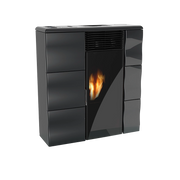 Stufa a pellet Olga 502L slim ventilata in ceramica 9,7kw nero Lincar