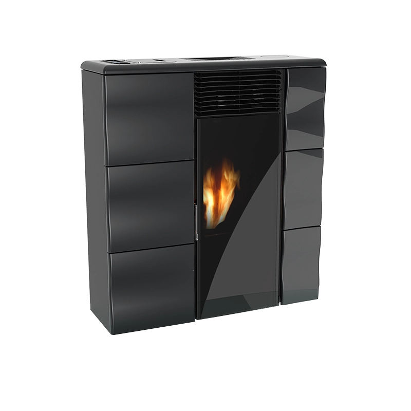 Stufa a pellet Olga 502L slim ventilata in ceramica 9,7kw nero Lincar