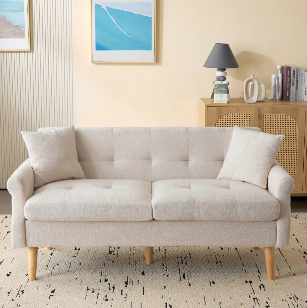 Divano 162x74x77 cm con cuscino seduta 15 cm in ciniglia beige