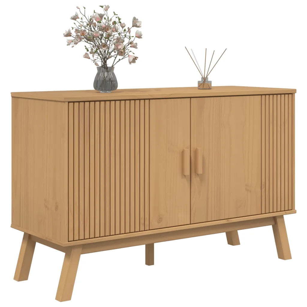 Credenza | Madia | Buffet da pranzo | Armadio da pranzo OLDEN Marrone 114x43x73,5 cm in Legno Massello di Pino