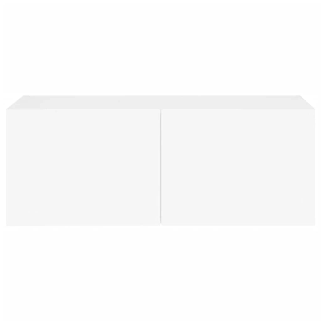 Mobile TV multimediale scaffale TV credenza mobile TV sala da pranzo soggiorno camera da letto montaggio a parete con luci LED 80 x 35 x 31 cm bianco 02_0027924