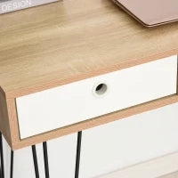 Scrivania Moderna con 3 Cassetti Multicolore in Legno e Metallo, Scrivania per Camera e Ufficio in Stile Nordico, 110x50x77.5cm