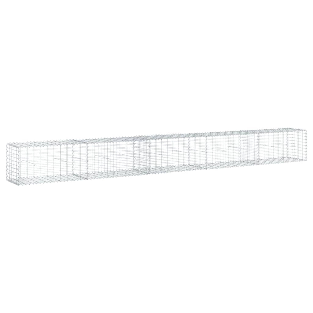 Gabbione recinto a gabbia muro di contenimento con coperchio 500 x 50 x 50 cm ferro zincato argento 02_0040176