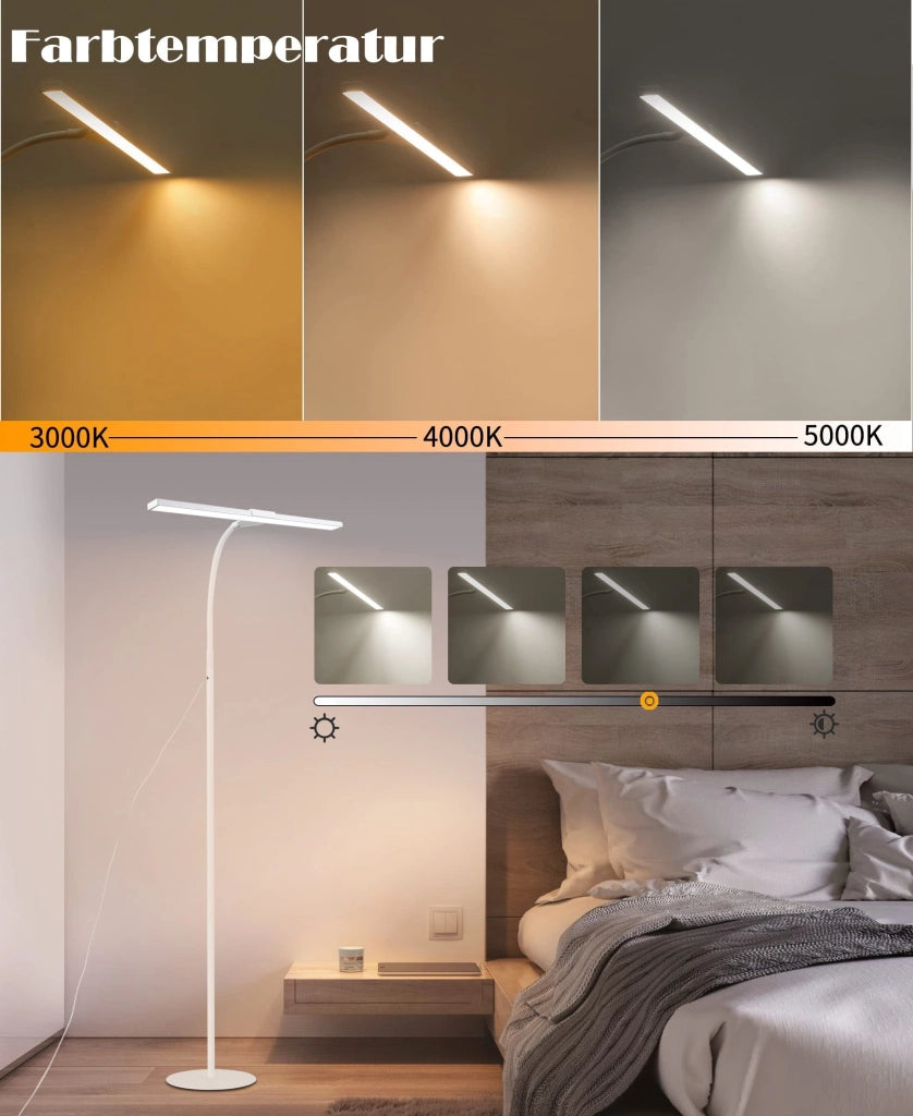 ZMH Lampada da terra a LED moderna lampada da lettura touch con timer illuminazione per ufficio