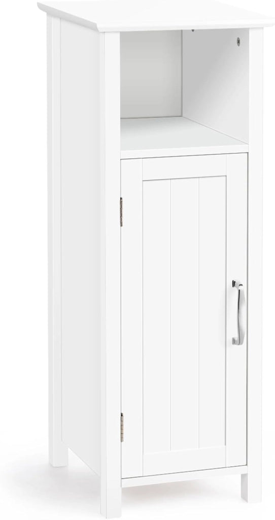 Mobile Bagno 30 x 30 x 80cm, Armadietto Salvaspazio in Legno con Ante e Ripiani Regolabili per Cucina, Soggiorno e Corridoio, Mobiletto Spazioso (Bianco)