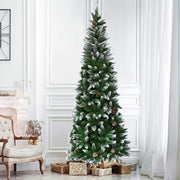 Albero Artificiale di Natale, Albero di Natale Innevato, Abete di Natale in PVC, Albero per Albero Decorativo, con Effetto Realistico, Supporto in Metallo, Facile da Montare, Verde (2,2 M)
